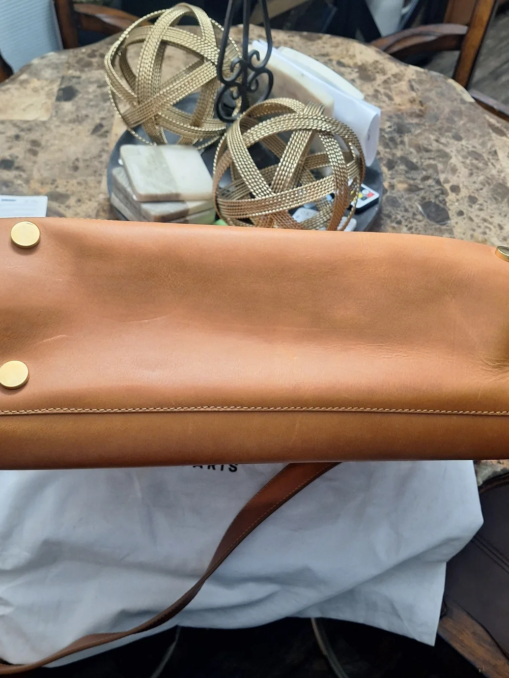 Balmain Paris Men's Tan Leather Satchel Bag